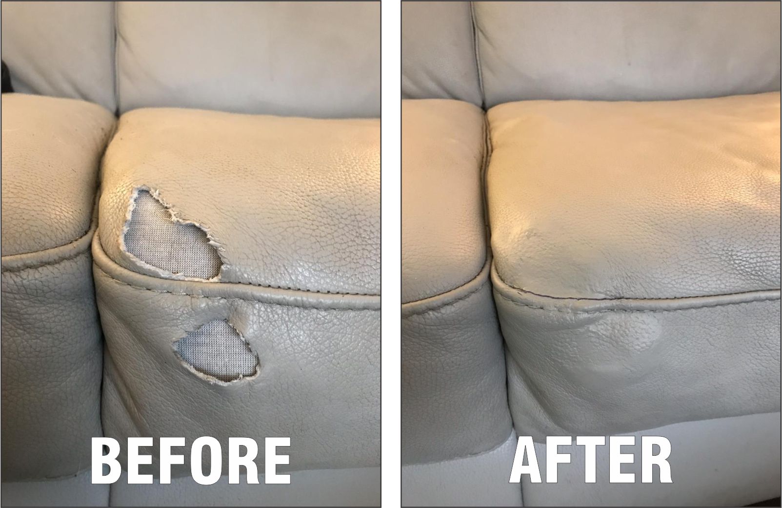 before and after photos of furniture repairs by a plus leather repairs november lucky jb furniture